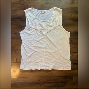 J. Crew White Lace-Trim Tank Top 100% cotton